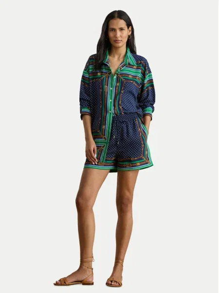 Lauren Ralph Lauren Pantaloni bleumarin / maro / verde limetă alb