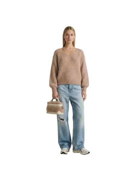 Sweter American Dreams wełniany brązowy