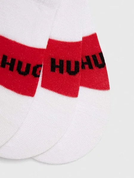 Krótkie skarpety w zestawie 3 szt. model ‘LABEL’ Hugo białe