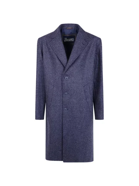 Palton Herno cu model herringbone albastru