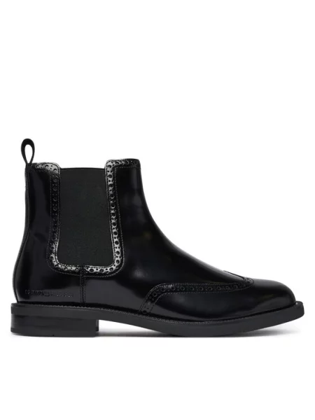 Chelsea cipele Tommy Hilfiger Lth Abrasivato Brogue Chelsea crna
