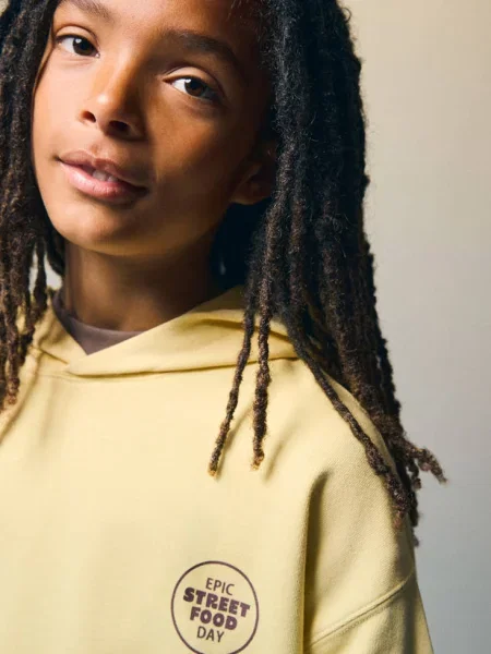 Bluza z kapturem balloon fit Dzieci lata MANGO KIDS żółty