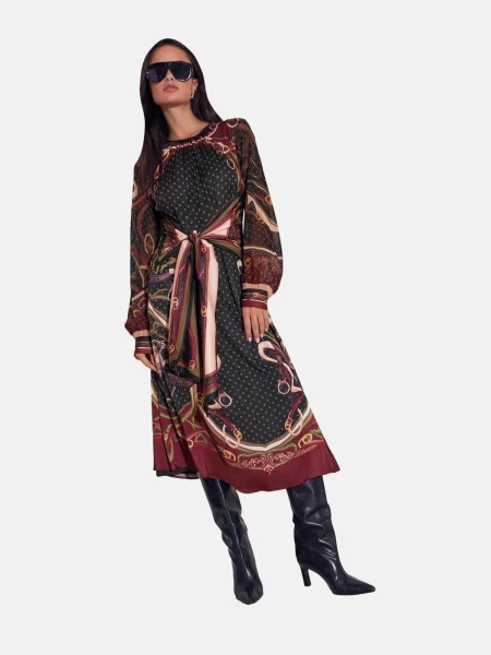 Lipsy Rochie crem / roz / roșu bordeaux negru