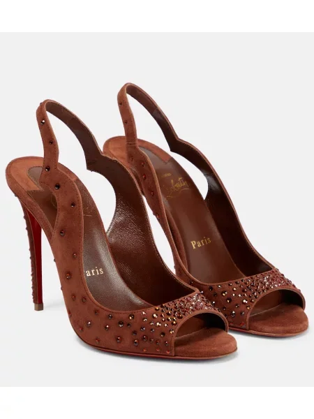 Sandale Christian Louboutin din piele de căprioară maro