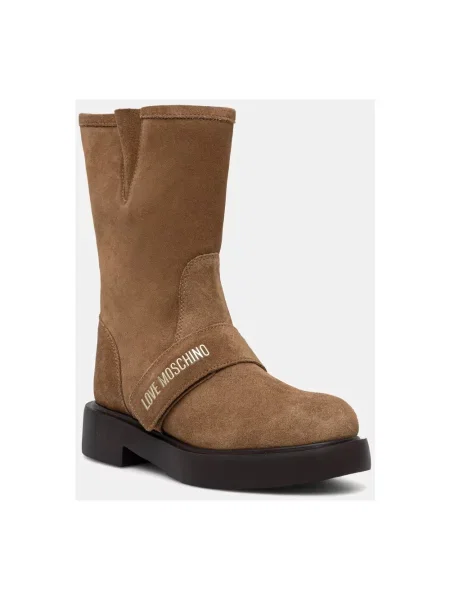 Botki Love Moschino zamszowe brązowe