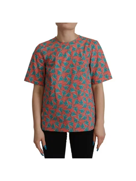 Krótka koszulka Dolce And Gabbana z krótkim rękawem różowa