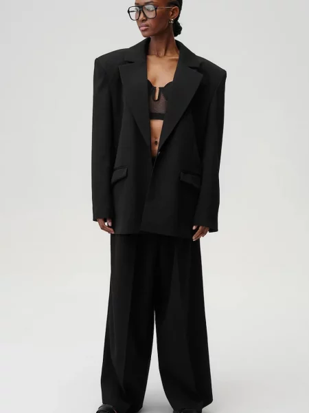 Undress Code spodnie wełniane Liberté Pants szerokie high waist czarny