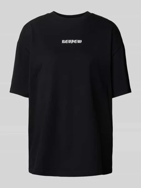 T-shirt o kroju oversized z nadrukiem z logo Review czarna