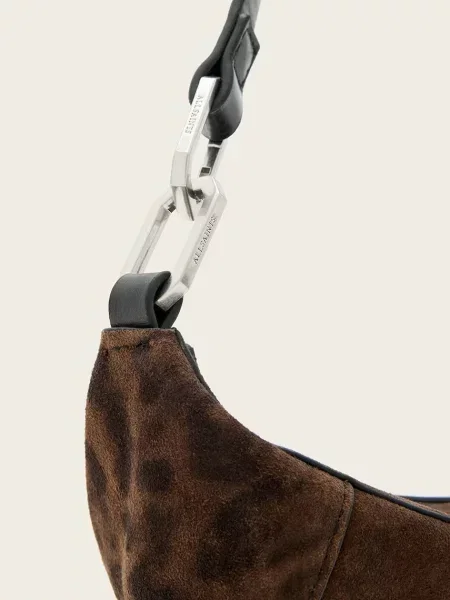AllSaints torebka hobo zamszowa LUNA brązowa