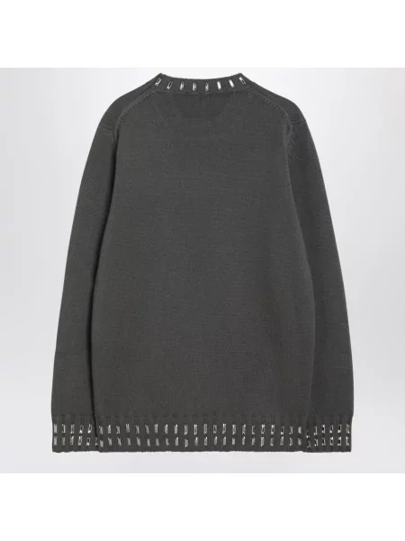Sweter Fendi z okrągłym dekoltem szary