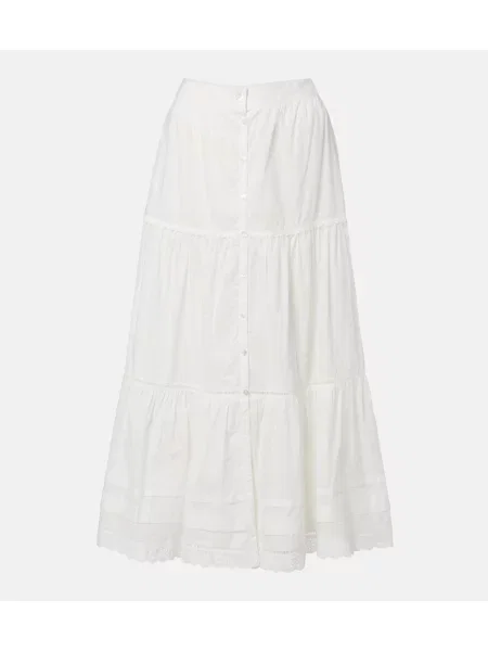 Fusta maxi Poupette St Barth cu broderie alb