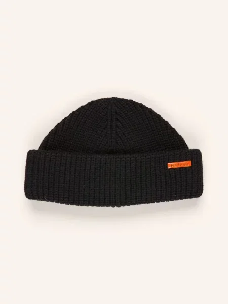 Czapka beanie z mieszanki bawełny i wełny Barbour czarna