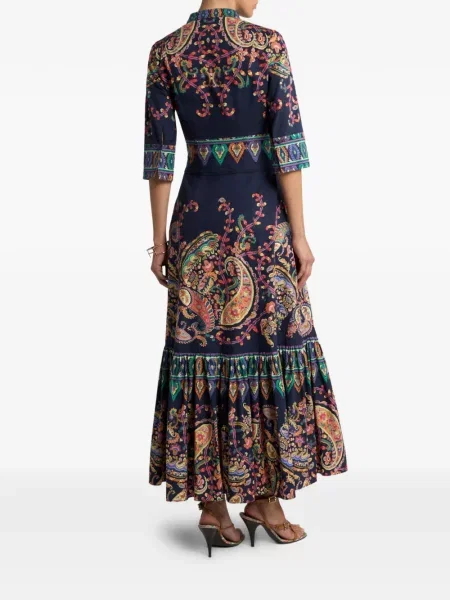 Rochie maxi Etro cu imagine cu model paisley lungă albastru