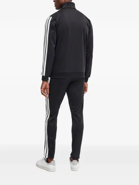 Futó kerek nyakú hálós cipzáras melegítő felső Adidas fekete