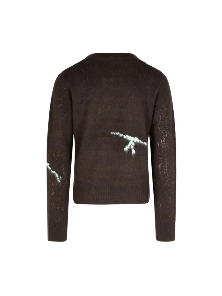 Haftowany sweter Dries Van Noten z alpaki brązowy