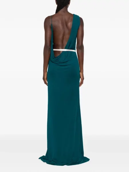 Rochie de seară Tom Ford asimetrică drapată verde