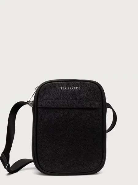 Trussardi geantă mică de umăr pentru bărbați cu imitație de piele negru
