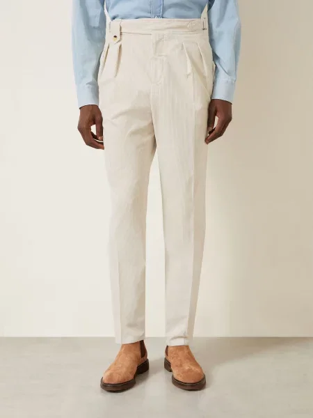 Brunello Cucinelli Kordové Kalhoty Extra Slim Fit béžová