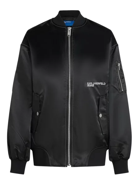 Satynowa kurtka jeansowa Karl Lagerfeld Jeans czarna