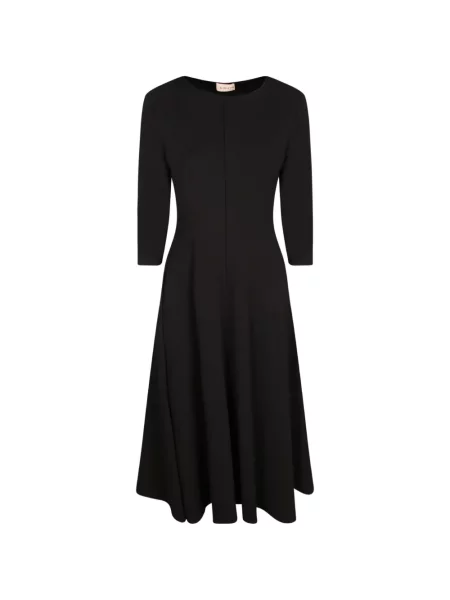 Rochie midi Blanca Vita cu mâneci trei sferturi în linie A negru