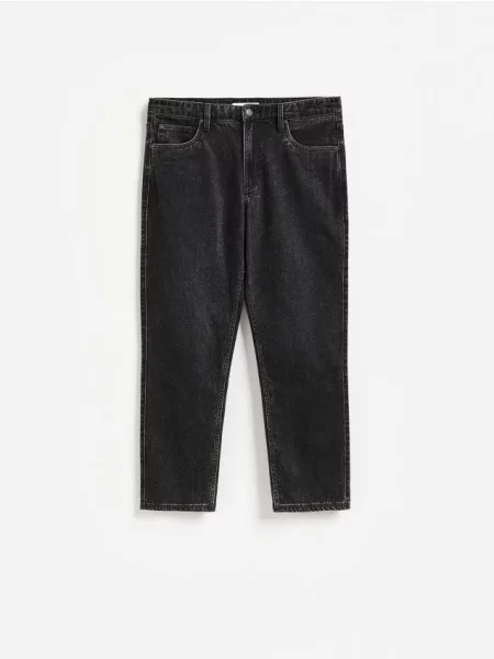 Reserved Blugi Straight cu efect prespălat negru