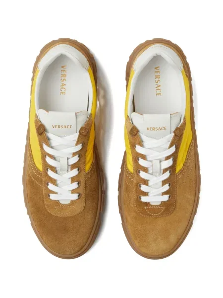 Sneakerși Versace din piele de căprioară maro