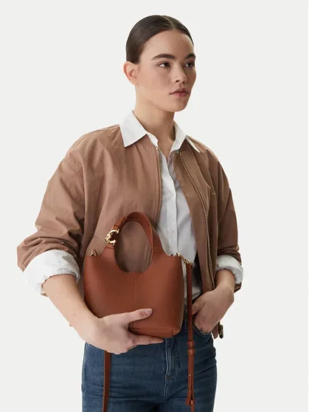 Coccinelle geantă crossbody pentru femei din piele maro