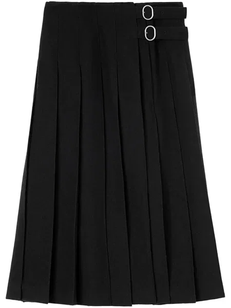Fusta plisata Jil Sander plisată până la genunchi negru
