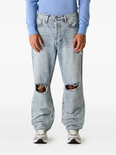 Blugi cu picior larg Other Matters Denim zdrențuiți albastru