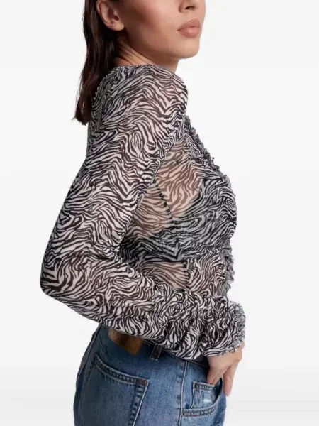 Bluză One Teaspoon cu model zebră alb