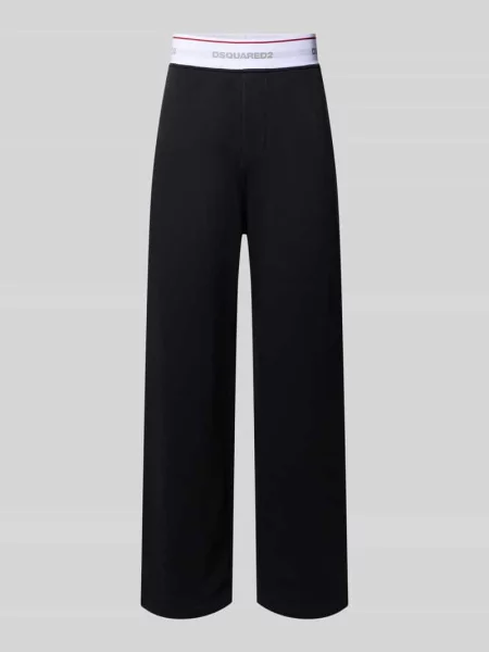 Dresowe spodnie z szerokimi nogawkami z elastycznym pasem Model Dsquared2 Ready To Wear czarne