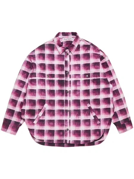 Cămașă Acne Studios în carouri roz