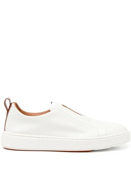 Sneakerși Santoni din piele alb