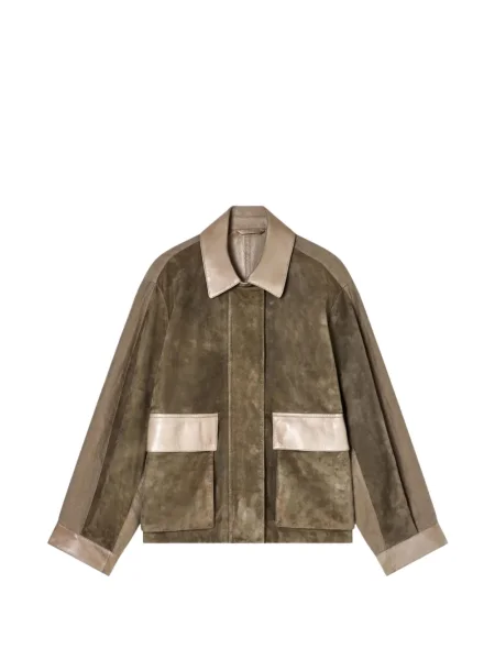 Geacă bomber Giorgio Armani din piele de căprioară maro