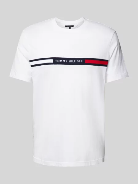 T-shirt o kroju regular fit z wyhaftowanym logo Tommy Hilfiger biała