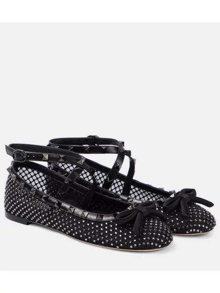 Balerinke Valentino Garavani z mrežo črna