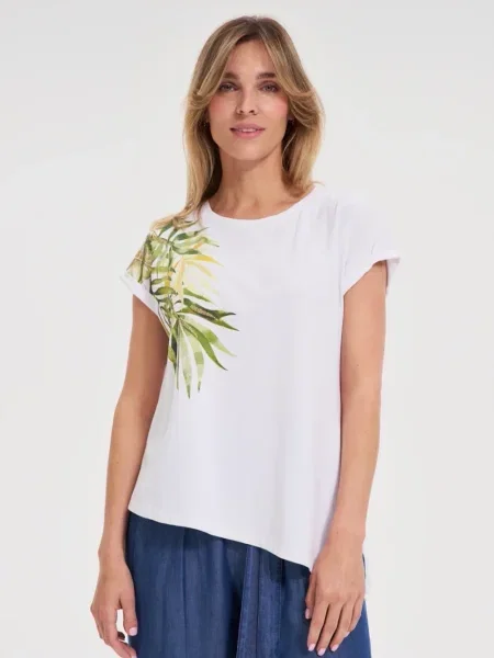 Tricou Marisse cu decolteu rotund alb