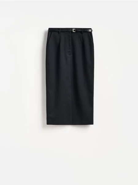 Reserved Fustă midi cu lână negru