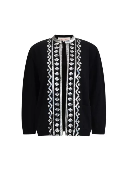 Lniany sweter Valentino czarny