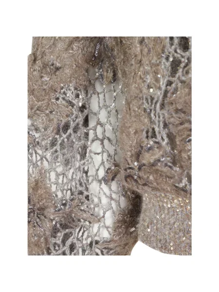 Dzianinowy sweter Brunello Cucinelli beżowy