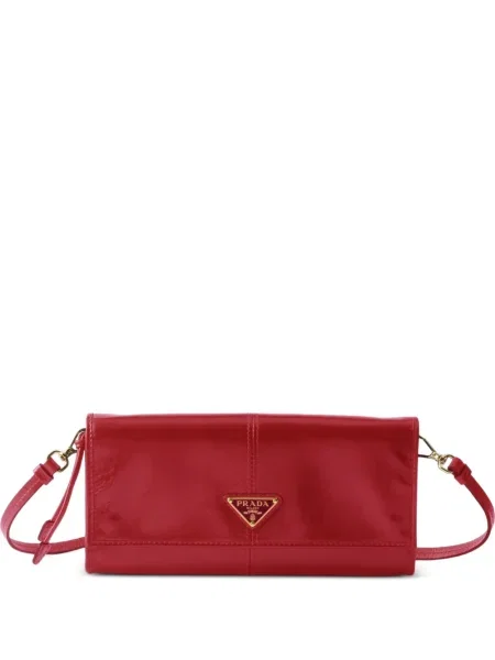Кожена кожена чанта Prada червено
