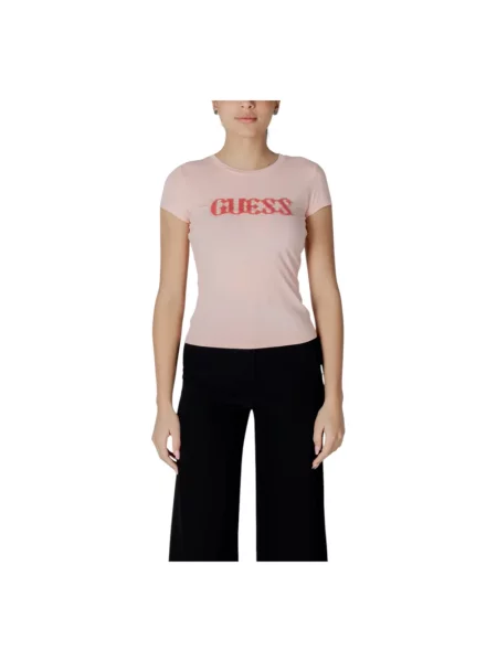 Guess Koszulki Kobieta L T-shirt z Okrągłym Dekoltem dla Kobiet różowy