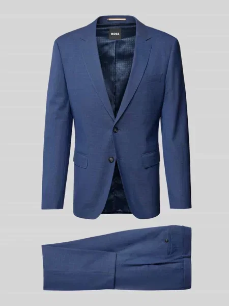 Garnitur o kroju slim fit z mieszanki żywej wełny model Boss niebieski