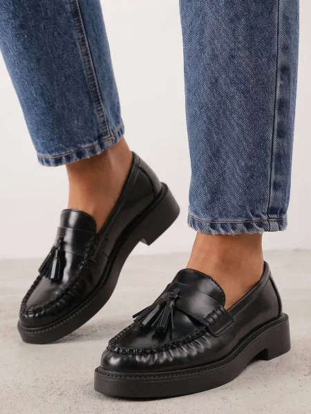 Mocasini Vices din piele negru