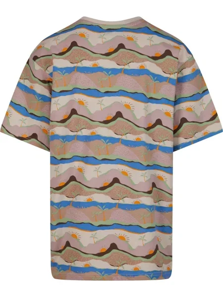 Just Rhyse Tricou Sunrise / albastru / maro / portocaliu bej