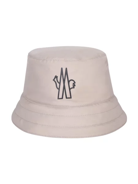 Czapka Moncler z logo pikowana beżowa