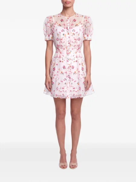 Rochie mini Post Meridiem de mătase cu model floral cu imagine alb