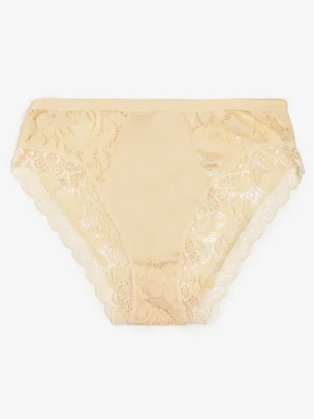 Chiloți Deschis Tip Figuri cu Inserții de Dantelă Omikka bej