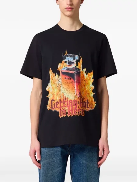Tricou Msgm cu broderie negru