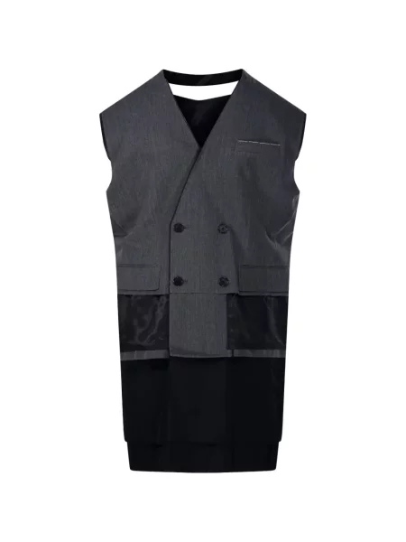 Sukienka mini Re Code z dekoltem w serek dwurzędowa garniturowa czarna